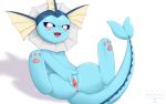 absurd_res anthro anus blue_body blush butt eeveelution female generation_1_pokemon genitals hi_res nintendo open_mouth pokemon pokemon_(species) pussy saffersoft simple_background solo spread_legs spread_pussy spreading tail vaporeon white_background 