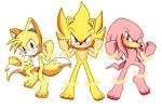  absurd_res anthro aura domestic_maid group hi_res knuckles_the_echidna male miles_prower nude powering_up ring_(sonic) rings_on_legs rings_on_wrists sega sonic_the_hedgehog sonic_the_hedgehog_(series) super_form super_knuckles super_sonic super_tails trio 