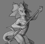  anthro athletic athletic_female breastless divinity:_original_sin_2 divinity_(copyright) female hi_res ksatti lizard lizard_(divinity) melee_weapon nude polearm reptile scalie solo spear tail weapon 