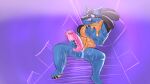  absurd_res anthro bodily_fluids cum cum_drip dripping generation_4_pokemon genital_fluids genitals hi_res interspecies loneywolfboy122 lucario male male_focus nintendo penis pokemon pokemon_(species) pokephilia purple_background simple_background solo sweat vein veiny_penis 