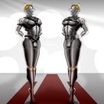  1:1 2023 absurd_res atomic_heart blonde_hair canid canine canis domestic_dog duo faceless_character hair hi_res humanoid hwolfhr machine male mammal metallic_body robot robot_humanoid russian sibling the_twins_(atomic_heart) twins 