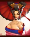  breasts cleavage large_breasts letterboxed matt_lau oriental_umbrella setsuka solo soulcalibur soulcalibur_iv umbrella upper_body 