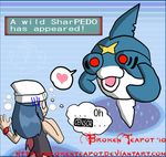  4chan artist_name brokenteapot censored_text deviantart_username dialogue_box english fusion gen_3_pokemon heart hikari_(pokemon) pedobear pokemon pokemon_(creature) pokemon_(game) pokemon_battle pokemon_dppt poketch pun sharpedo speech_bubble spoken_heart surprised thought_bubble watch watermark web_address wristwatch 