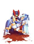  1girl blood carrying dying laughing leviathan_(rockman) princess_carry rockman rockman_zero shigehiro_(hiroi_heya) smile zero_(rockman) 