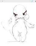  3_fingers anthro azre biped eyelashes female fingers generation_5_pokemon genitals hi_res holding_tail leaf_tail navel nintendo pokemon pokemon_(species) procreate pussy slit smile snivy solo standing tail 