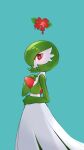  3_fingers ambiguous_gender feral fingers flower gardevoir generation_3_pokemon green_body hi_res hotarubi leaf looking_at_viewer multicolored_body nintendo plant pokemon pokemon_(species) red_eyes red_flower solo two_tone_body white_body 