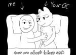  anthro bed canid canine duo english_text female furniture human human_on_anthro humor imminent_sex interspecies looking_at_viewer male male/female mammal meme monochrome on_bed pillow smile smiling_at_partner smiling_at_viewer smirk smug text unknown_artist 