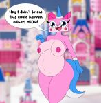  anthro curvaceous curvy_figure dialogue equid equine fangs felid feline female foxtide888 horn lego mammal nipples nude open_mouth pink_body plastic pregnant smile solo speech_bubble square_head teeth text the_lego_movie unicorn unikitty voluptuous wide_hips 