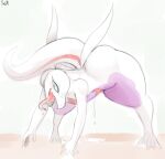  angstrom anthro bent_over big_butt bodily_fluids butt female generation_7_pokemon genital_fluids hi_res multicolored_body nintendo nude open_mouth pokemon pokemon_(species) pussy_juice salazzle shiny_pokemon solo thick_thighs tongue tongue_out 