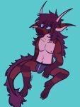  2023 absurd_res anthro bulge clothing colored digital_media_(artwork) dragon fur futueres hair half-closed_eyes hi_res jockstrap looking_aside male mane mane_hair mastectomy_scar narrowed_eyes nonbinary_(lore) scar sitting smile solo toony underwear visibly_trans 