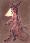  anthro breasts canid canine dzmaylon female fennec fox full-length_portrait long_ears long_tail looking_at_viewer mammal mutation nude pink_body portrait slim small_breasts small_waist solo spots spotted_body tail thesun yellow_eyes 