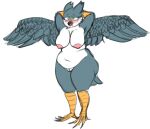  ahegao anthro avian belly big_breasts big_butt bird blush breasts butt curvy_figure falcon falconid feathers female genitals green_eyes grey_body grey_feathers hands_behind_head looking_pleasured nipples nude overweight overweight_anthro overweight_female peregrine_falcon pussy smits128 solo tail_feathers talons thick_thighs white_belly wings yaj 