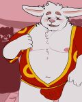  2023 4:5 absurd_res anthro belly big_belly blush bulge clothed clothing group hi_res humanoid_hands lagomorph leporid male mammal moobs navel nipples overweight overweight_male pink_nose rabbit solo_focus underwear unholyluhen white_body 