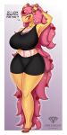  1:2 absurd_res accessory ampharos anthro big_breasts breasts clothed clothing female generation_2_pokemon hi_res huge_breasts invalid_background multicolored_body nintendo pokemon pokemon_(species) pokemorph president_alexander solo thick_thighs 