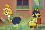  animal_crossing ankha_(animal_crossing) anonymous_artist bendiga butt canid canine canis dios domestic_dog duo fart felid feline female gas isabelle_(animal_crossing) male male/female mammal nintendo te 