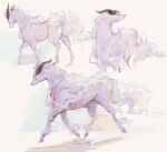  alternate_form closed_eyes fluff fluffy ganyu_(genshin_impact) ganyu_(qilin)_(genshin_impact) genshin_impact highres hooves horns landsailing looking_to_the_side no_humans qilin_(mythology) running simple_background solo walking white_background 