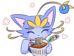  &lt;3 4:3 domestic_cat eating eating_food felid feline felis female feral food happy hi_res league_of_legends mammal noodles riot_games smiley_face solo yuumi_(lol) yuumisocute 