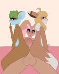  absurd_res anthro balls big_penis blonde_hair blue_body blue_eyes blue_fur blush blush_lines brown_body brown_fur collaborative collaborative_hot_dogging collaborative_sex eevee erection fur generation_1_pokemon generation_4_pokemon genitals green_hair grey_body grey_fur group hair hi_res hot_dogging lopunny male male/male mammal max_draws mouse murid murine naughty_face neck_tuft nervous_smile nintendo penis pink_body pink_fur pleased_expression pokemon pokemon_(species) rodent spread_legs spreading trio tuft yellow_eyes 