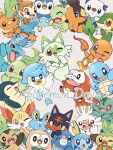  black_eyes blue_eyes brown_eyes bulbasaur charmander chespin chikorita chimchar closed_eyes closed_mouth cyndaquil fangs fennekin froakie fuecoco grookey hand_up hands_up highres jira_077 litten mudkip one_eye_closed open_mouth oshawott piplup pokemon pokemon_(creature) pokemon_(game) popplio quaxly red_eyes rowlet scorbunny snivy sobble sprigatito squirtle star_(symbol) teardrop tepig torchic totodile treecko turtwig yellow_eyes 