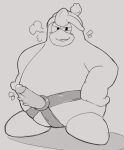  anthro avian belly bird blush clothing dildo english_text hat headgear headwear hi_res humor king_dedede kirby_(series) male nintendo overweight penguin sex_toy simple_background sketch smug solo st637 strapon text white_background 
