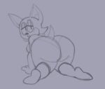  all_fours analognsfw anthro bat big_butt black_eyes butt clothing eyelashes female grey_background huge_butt looking_at_viewer looking_back looking_back_at_viewer mammal open_mouth panties rear_view rouge_the_bat sega simple_background solo sonic_the_hedgehog_(series) thick_thighs underwear wide_hips 