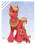  big_macintosh_(mlp) blonde_hair cutie_mark daughter earth_pony equid equine father father_and_child father_and_daughter female freckles friendship_is_magic fur green_eyes hair hasbro horse inuhoshi-to-darkpen male mammal my_little_pony parent parent_and_child pony red_body red_fur yoke 