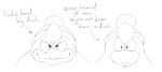 anthro avian bastardpalace bird clothing duo english_text hat headgear headwear hi_res humor king_dedede kirby_(series) male nintendo penguin simple_background sketch smug text white_background 