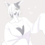  &lt;3 2021 anthro biped black_body black_breasts black_ears black_fur black_hair blue_piercing breasts cheek_tuft cleavage clothed clothed_anthro clothed_female clothing collarbone domestic_cat ear_piercing facial_tuft felid feline felis female female_anthro fur galette grey_background hair half-length_portrait hi_res long_sleeves looking_at_viewer mammal monotone_clothing monotone_topwear mouth_closed multicolored_body multicolored_breasts multicolored_fur multicolored_hair neck_tuft one_eye_obstructed piercing portrait red_piercing signature simple_background solo standing topwear tuft two_tone_body two_tone_breasts two_tone_fur two_tone_hair white_body white_breasts white_clothing white_fur white_hair white_inner_ear white_neck white_topwear 