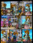  anthro comic covering covering_crotch della_(kitsune_youkai) english_text female firecat group hi_res kit_(kitsune_youkai) kitsune_youkai male male/female pillow television text trio vhs_tape young 