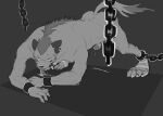  absurd_res bdsm bodily_fluids chain chained genitals hi_res hyena male mammal nude penis simple_background sketch solo spotted_hyena ssseeesss 