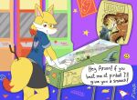  absurd_res anthro arcade blonde_hair braixen canid canine clothing dialogue english_text female fox fur generation_6_pokemon hair half-closed_eyes hi_res j._r._r._tolkien jacket mammal middle-earth_(tolkien) mr_fuwa multicolored_hair narrowed_eyes nintendo orange_eyes orange_hair pinball pinball_machine pokemon pokemon_(species) smile smiling_at_viewer smirk solo suggestive_dialogue text the_lord_of_the_rings topwear two_tone_hair yellow_body yellow_fur 