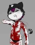  &lt;/3 4_fingers anthro bags_under_eyes bangs black_hair blood blood_from_mouth blood_in_mouth blood_on_arm blood_on_belly blood_on_chest blood_on_thigh blood_spray bodily_fluids camel_toe clenched_teeth clothed clothing covered_in_blood cutting dark domestic_cat dying e254e eyes_closed facial_piercing facial_tuft fatal fatal_wound feet felid feline felis female fingers fist flat_chested fur gore grey_body grey_fur hair hi_res killing knife lip_piercing mammal markings morbid navel neck_wound nipple_piercing nipples nosebleed pain panties piercing purple_hair ring_(marking) ringtail sad sadie_(e254e) self-harm self-hatred skullcap slit_throat solo sorrow spread_legs spreading standing suicide tail tail_markings teenager teeth tongue tongue_out tongue_piercing topless topless_female underwear ventral_groove wince wounded young 