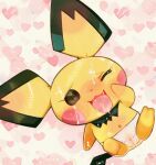  anthro blush bodily_fluids clothed clothing cum cum_on_face female generation_2_pokemon genital_fluids nintendo one_eye_closed open_mouth pichu pokemon pokemon_(species) solo tongue tongue_out underwear underwear_only yellow_body young 
