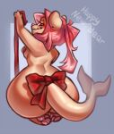  2023 anthro breasts digital_media_(artwork) female fin hair hi_res hybrid nude pink_hair rizapiska smile 