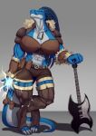  abs absurd_res accessory anthro armor armwear bard belt big_breasts blue_sclaes bottomwear breasts brown_armwear brown_bottomwear brown_clothing brown_legwear brown_shorts brown_topwear cleavage clothed clothing digitigrade dreadlocks dungeons_and_dragons electric_guitar female flask furgonomics grey_background guitar hasbro hi_res huge_breasts leather leather_armor legwear looking_at_viewer musical_instrument navel plucked_string_instrument saltbutt1 scales scalie shorts simple_background solo string_instrument tail tail_accessory tail_belt thick_thighs topwear white_body white_scales wide_hips wizards_of_the_coast yellow_eyes 