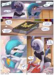  absol anthro blue_hair clothed clothing comic detailed_background duo english_text female fur gardevoir generation_3_pokemon hair hi_res nintendo pokemon pokemon_(species) rilex_lenov text white_body white_fur white_hair 