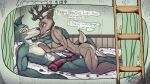  anthro beastars big_knot big_penis blush canid canine canis deer duo genitals hi_res kissing knot legoshi_(beastars) louis_(beastars) male male/male mammal nude penis penis_size_difference v3rg3 wolf 