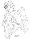  2017 anthro breasts butt clothing cutie_mark equid equine eyewear eyewear_on_head feathers female friendship_is_magic fullbody_suit fur goggles goggles_on_head hasbro head_turned hi_res looking_at_viewer mammal mane marcushunter my_little_pony open_mouth pegasus raised_tail rear_view side_boob signature skinsuit smile smiling_at_viewer solo spitfire_(mlp) standing tail tight_clothing wings wonderbolts_(mlp) 