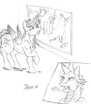  2018 all_fours anthro bodily_fluids crayon cutie_mark dragon drawing_board duo equid equine fangs female female_symbol feral friendship_is_magic fur gender_symbol hasbro hi_res horn magic male male_symbol mammal mane marcushunter my_little_pony open_mouth question_mark scales scalie signature spike_(mlp) sweat sweatdrop symbol teeth text tongue twilight_sparkle_(mlp) western_dragon winged_unicorn wings 