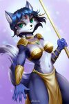  anthro armor breasts canid canine clothing dzukela female fox hi_res jewelry krystal mammal medium_breasts nintendo solo standing star_fox tribal 