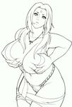  breast_hold breasts greyscale hiroshi_honjo huge_breasts monochrome naruto naruto_(series) nipple_slip nipples solo tsunade 