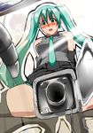  bad_id bad_pixiv_id blush car detached_sleeves green_eyes green_hair ground_vehicle hatsune_miku itasha mcdonald's motor_vehicle necktie reflection ronald_mcdonald saruanu sexually_suggestive solo spread_legs thighhighs twintails vocaloid when_you_see_it 