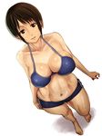 bad_id bad_pixiv_id barefoot breasts brown_eyes brown_hair cleavage collarbone copyright_request feet foreshortening large_breasts looking_at_viewer midriff short_hair solo spandex sueyuu wide_hips 