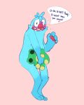  anthro blush bodily_fluids covering covering_crotch embarrassed filbo_fiddlepie grumpus male plushie skoogers solo surprised_expression sweat sweatdrop 