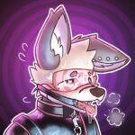  &lt;3 1:1 anthro aroused bodily_fluids canid canine clothing collar drone fennec fox gag harness headshot_portrait hypnosis hypnotic_visor male mammal mind_control portrait rubber rubber_clothing rubber_suit saliva solo sweat text tongue unbread_yimori yimori 