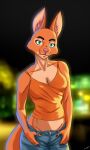  anthro breasts canid canine clothed clothing cueliton diane_foxington digital_media_(artwork) dreamworks electronic_arts eyebrow_piercing facial_piercing female fox fur green_eyes hi_res looking_at_viewer mammal need_for_speed orange_body orange_fur piercing pose smile solo the_bad_guys topwear 