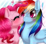  &lt;3 2015 blue_body constricted_pupils digital_drawing_(artwork) digital_media_(artwork) duo earth_pony equid equine exclamation_point eyes_closed farfromserious female female/female feral friendship_is_magic hair hasbro hi_res horse kissing kissing_cheek mammal multicolored_hair my_little_pony pegasus pink_body pink_hair pinkie_pie_(mlp) pony pupils purple_eyes rainbow_dash_(mlp) rainbow_hair small_pupils surprise_kiss wings 