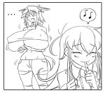  animal_humanoid barely_contained big_breasts blush breast_expansion breasts canid canine canis clothed clothing collar comic dialogue digital_media_(artwork) domestic_dog duo english_text expansion female gender_transformation growth hair huge_breasts human humanoid male mammal matsu-sensei monochrome mutt_matt_(matsu-sensei) simple_background sketch smile text thick_thighs topwear transformation whistle_(object) wide_hips 