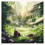  absurd_res ambiguous_gender anthro bottomwear city clothing coat dr_rabbit_(tomtc) feral flower gramophone grass hi_res lagomorph leporid mammal painting_(artwork) pants plant rabbit record_player sitting sunny tomtc topwear traditional_media_(artwork) 