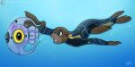  alien ambiguous_gender anthro bubble clothed clothing digital_media_(artwork) diving_suit drxii fish flippers fur mammal mammal_taur marine marine_taur open_mouth outside peeper_(subnautica) pinniped seal simple_background smile solo subnautica swimming taur teeth underwater unknown_worlds_entertainment water 